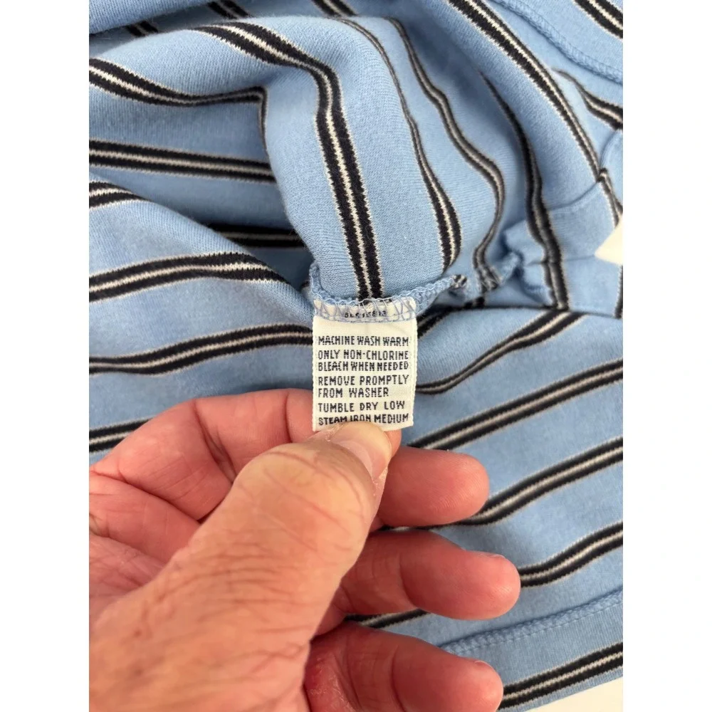 Polo Ralph Lauren Mens Large Blue Striped Short Sleeve Cotton Polo Shirt L